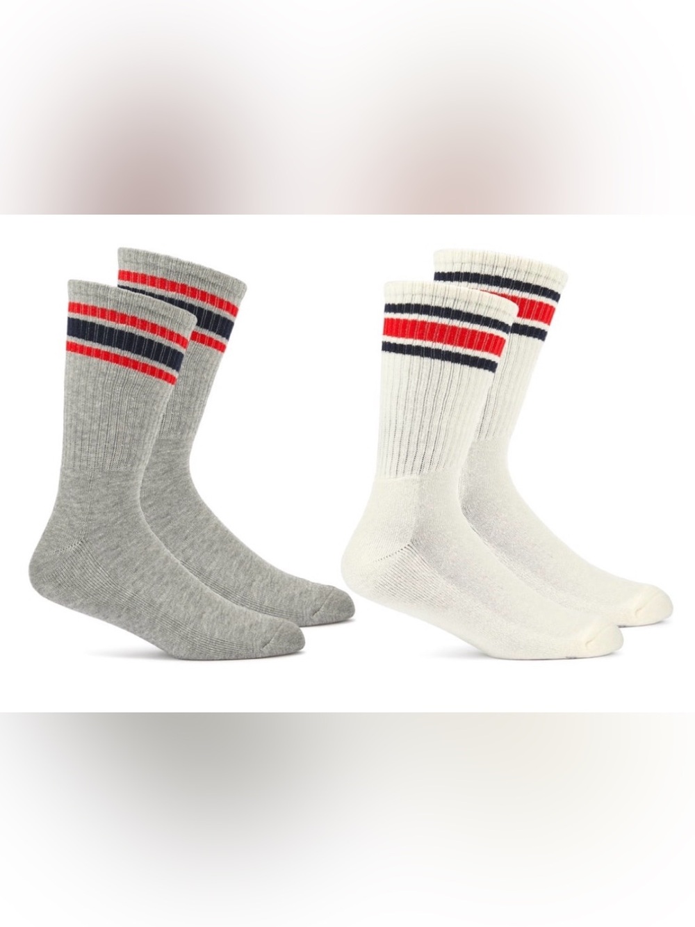 New 2pairs men’s socks fruit of the loom crew 6-12 B10